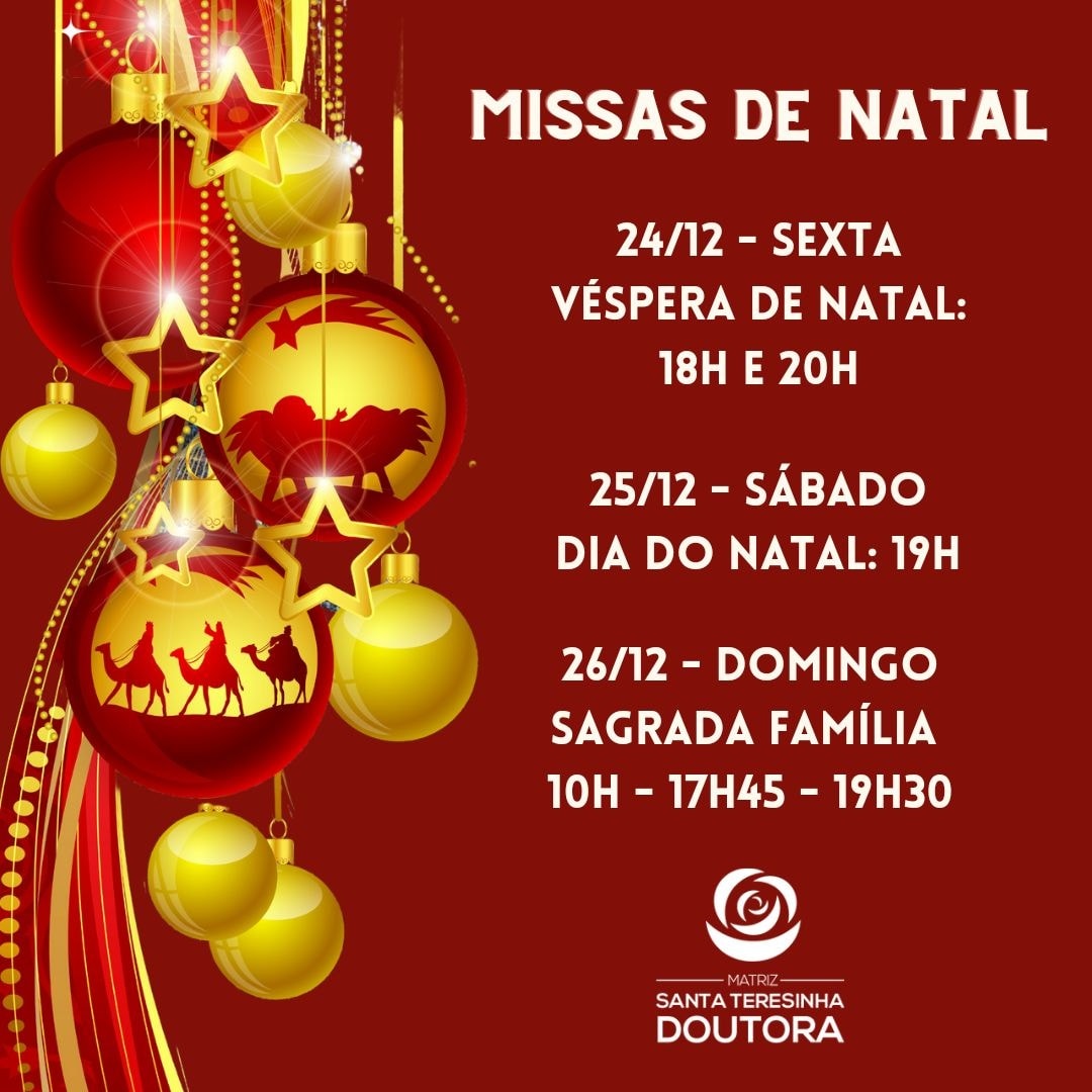 Programação das Missas na solenidade do Natal de Nosso Senhor Jesus