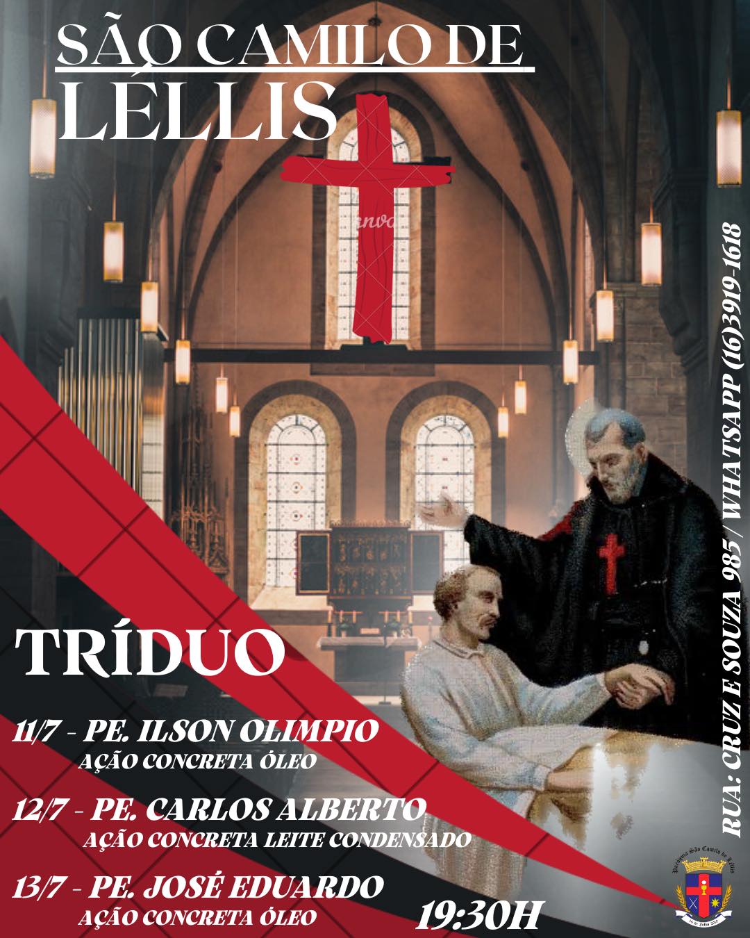 Tríduo e Festa de São Camilo de Lellis em Ribeirão Preto 2023 Arquidiocese de Ribeirão Preto